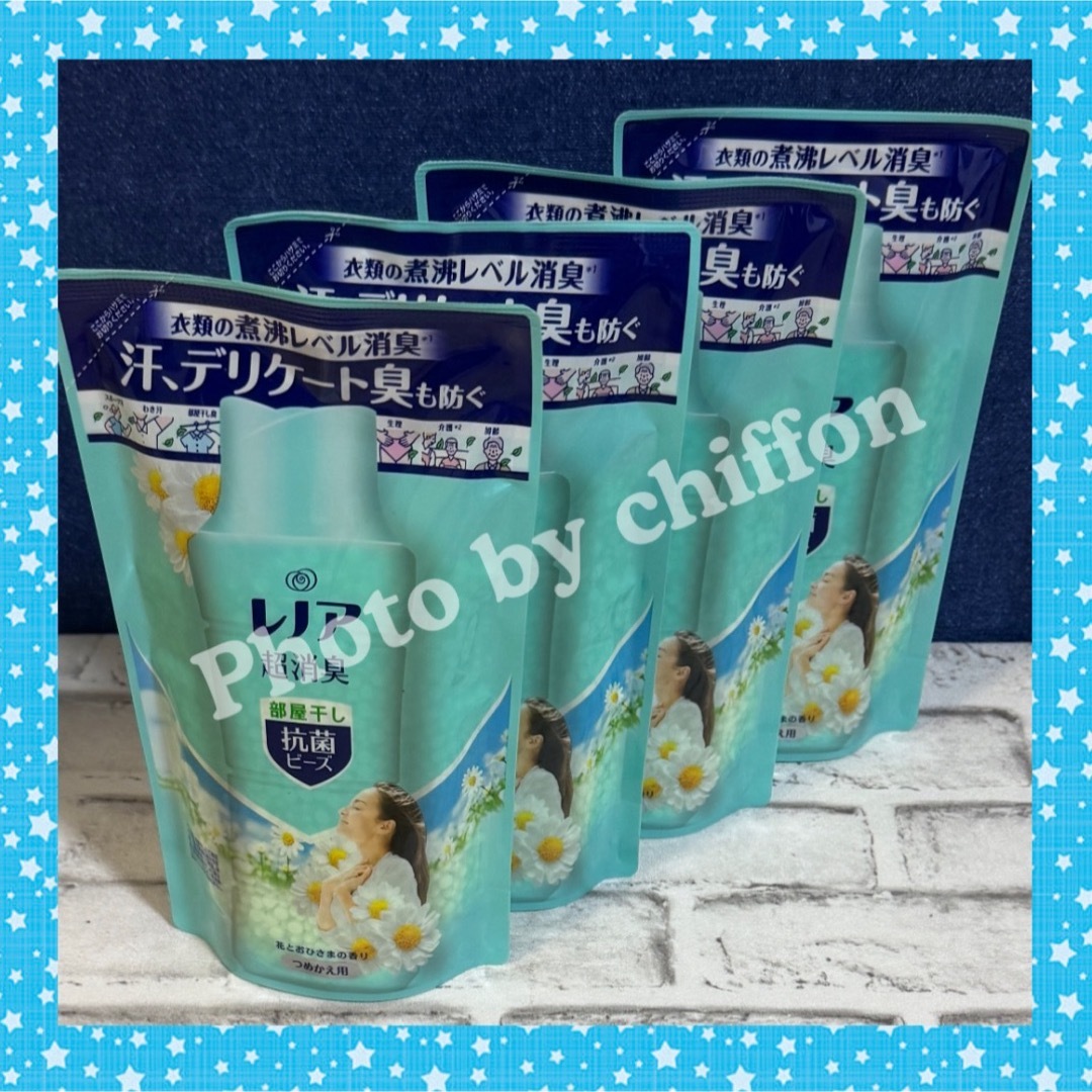 レノア 超消臭 抗菌ビーズ 部屋干し 花とおひさま 詰め替え 430mL 4袋 インテリア/住まい/日用品の日用品/生活雑貨/旅行(その他)の商品写真