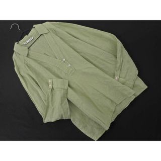 ザラ(ZARA)のZARA ザラ リネン100% 長袖 プルオーバー シャツ sizeS/薄緑 ■◇ レディース(シャツ/ブラウス(長袖/七分))