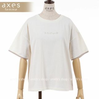 アクシーズファム(axes femme)のaxex famme ラメ刺繍ロゴTシャツ(Tシャツ(半袖/袖なし))