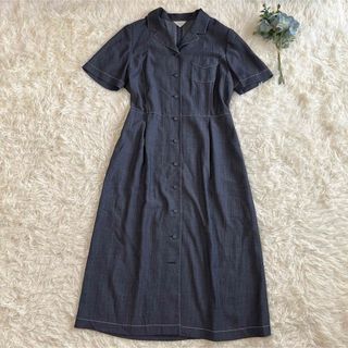 レリアン(leilian)のレリアン　ロングシャツワンピース　半袖　大きいサイズ　13  グレー(ロングワンピース/マキシワンピース)