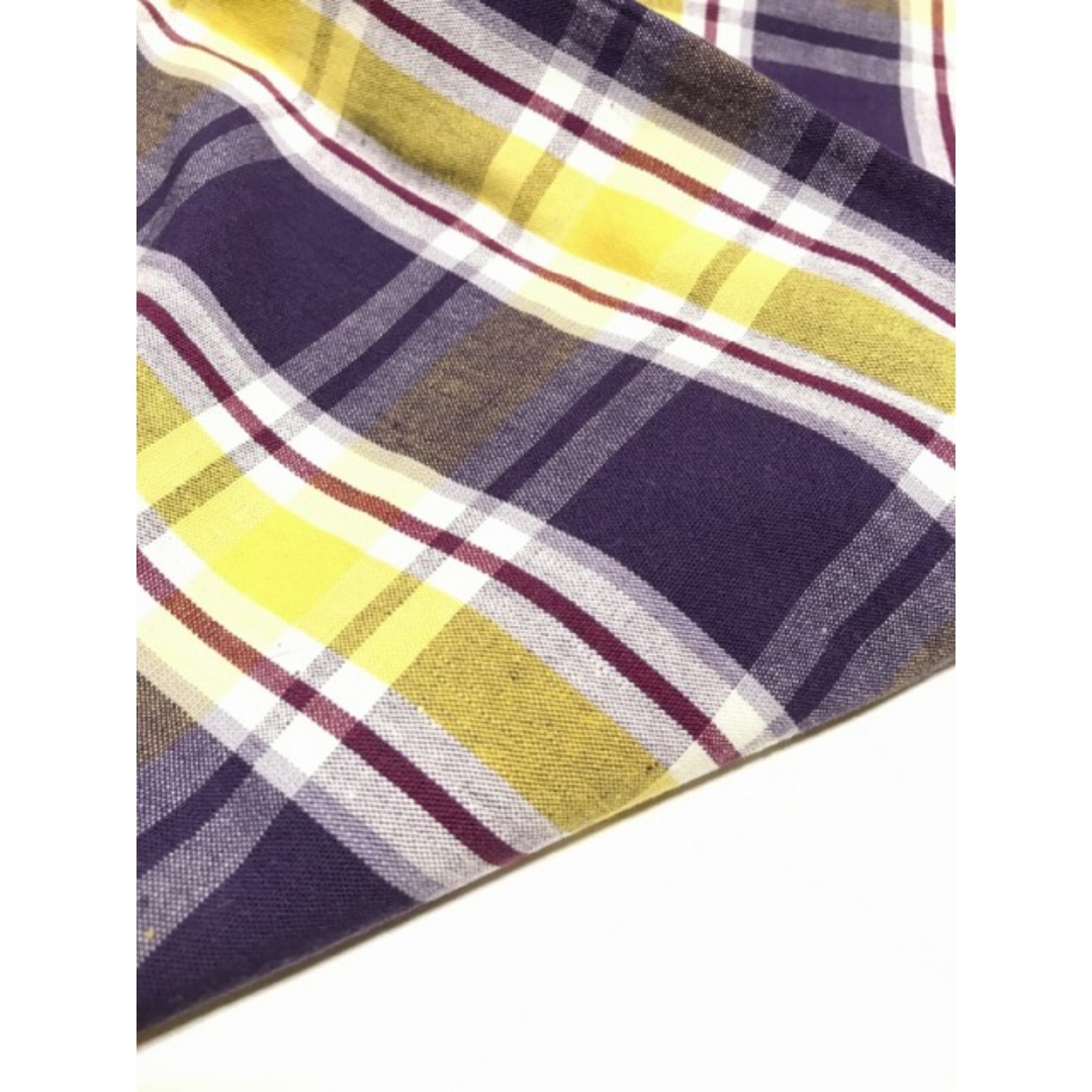 【中古】紬 綿 紫地に格子文様 単衣 裄66cm Mサイズ レディースの水着/浴衣(着物)の商品写真
