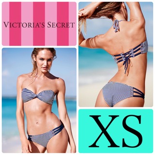 ヴィクトリアズシークレット(Victoria's Secret)のレア 新品 水着 ヴィクトリアシークレット ネイビー ボーダー XS(水着)