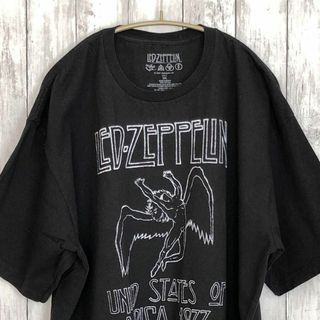 ミュージックティー(MUSIC TEE)のバンドＴシャツ　レッドツェッペリン　サイズ2ＸＬ　黒ブラック　半袖　メンズ古着(Tシャツ/カットソー(半袖/袖なし))