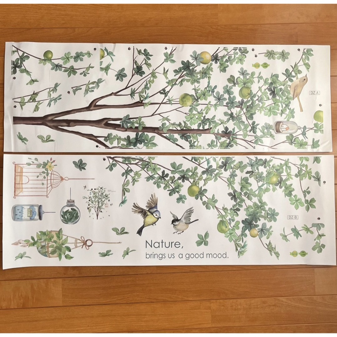 ウォールステッカー　グリーン　小鳥　木　壁紙　植物　自然　欧風　インテリア インテリア/住まい/日用品のインテリア小物(その他)の商品写真