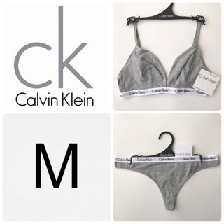 Calvin Klein - 下着 レア 新品 USA カルバンクライン ブラ Tショーツ セット グレー M