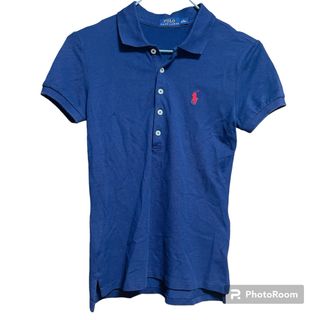 ポロラルフローレン(POLO RALPH LAUREN)の【美品】ラルフローレン　ポロシャツ　レディース　ネイビー　レッド　ポロ　XS(ポロシャツ)