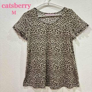 【catsberry】キャッツベリー　半袖カットソー　ヒョウ柄　レオパード　Ｍ(カットソー(半袖/袖なし))