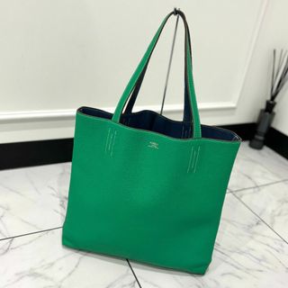 エルメス(Hermes)のエルメス ドゥブルセンス36 トリヨンクレマンス グリーン×ネイビー(トートバッグ)