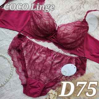 №674【D75】ナチュラルフラワーレースアップリボン育乳脇高ブラ&ショーツ(ブラ&ショーツセット)