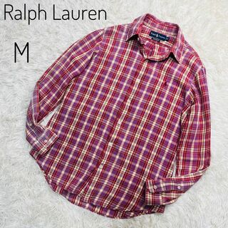 ラルフローレン(Ralph Lauren)のラルフローレン　タータンチェック　パープル　カスタムフィット　M  ポニー刺繍(シャツ)