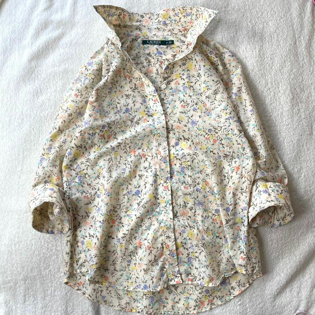 Ralph Lauren(ラルフローレン)の美品 ローレンラルフローレン 花柄シャツ ブラウス Mサイズ レディースのトップス(シャツ/ブラウス(長袖/七分))の商品写真