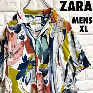 ZARA ザラ　アロハシャツ　デザインシャツ　レーヨン　メンズXLサイズ