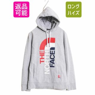 ザノースフェイス(THE NORTH FACE)の2014年 オリンピック ノースフェイス プリント スウェット フード パーカー メンズ S 程 The North face プルオーバー 裏起毛 USA 限定 灰(パーカー)