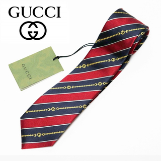 グッチ(Gucci)の《グッチ》新品 イタリア製 シルク100% アメリカ式 レジメンタル柄ネクタイ(ネクタイ)
