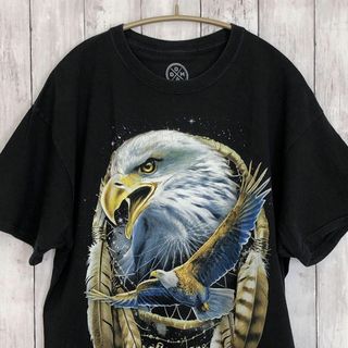 半袖Ｔシャツ　アニマルロゴ　鳥　鷲　サイズＬ　100％コットンシャツ　メンズ古着(Tシャツ/カットソー(半袖/袖なし))