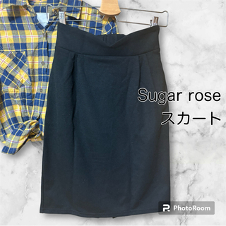 シュガーローズ(Sugar Rose)のSugar rose ペンシルスカート　ブラック(ひざ丈スカート)