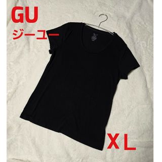 ジーユー(GU)のGU ジーユー 半袖 Tシャツ ブラック 黒 シンプル Ｌ(Tシャツ(半袖/袖なし))