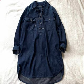 ポロラルフローレン(POLO RALPH LAUREN)のポロラルフローレン デニム ロング シャツ ワンピース  長袖 Sサイズ(ひざ丈ワンピース)