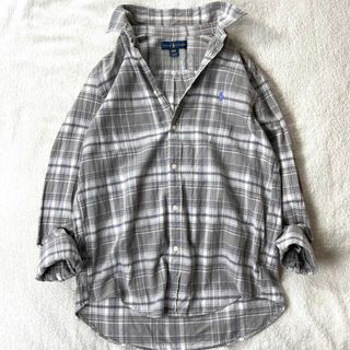 ラルフローレン(Ralph Lauren)のラルフローレン 麻リネン混 シャツ ブラウス チェック グレー 長袖(シャツ/ブラウス(長袖/七分))