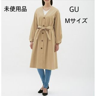 ジーユー(GU)の未使用品 GU ノーカラーコート ベージュ M(スプリングコート)