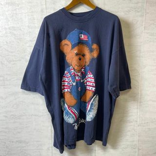 ビンテージＴシャツ　80Ｓ古着　紺色ネイビー　サイズ4ＸＬ以上　両面ロゴ　古着(Tシャツ/カットソー(半袖/袖なし))