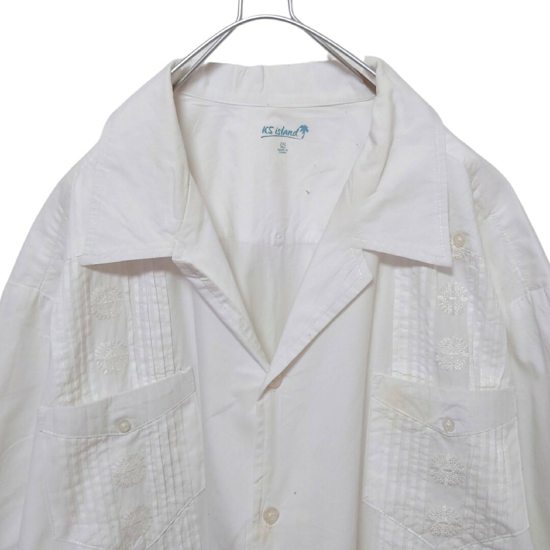 VINTAGE(ヴィンテージ)の【Guayabera】開襟 オープンカラー 刺繍入りキューバシャツ S-497 メンズのトップス(シャツ)の商品写真