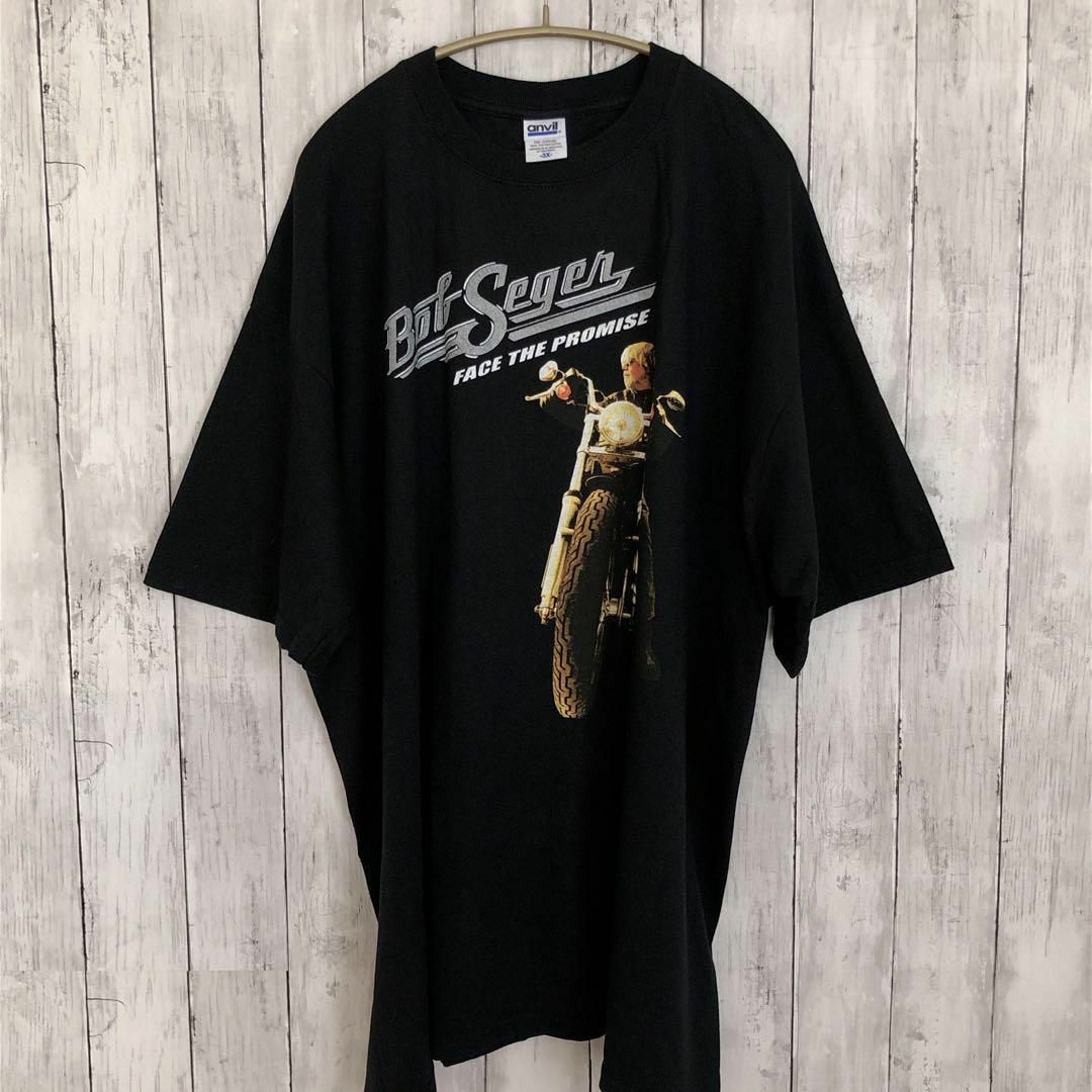 MUSIC TEE(ミュージックティー)のビッグサイズＴシャツ　サイズ3Ｘ　黒ブラック半袖Ｔシャツ　ミュージック音楽古着 メンズのトップス(Tシャツ/カットソー(半袖/袖なし))の商品写真