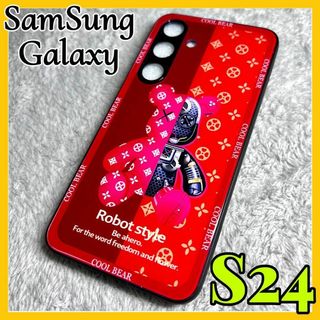 2024最新シリーズ　Galaxy S24 5Gケース TPU強化ガラス　赤色(Androidケース)