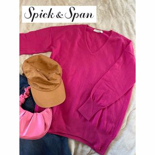 スピックアンドスパン(Spick & Span)の【Spick&Span】薄手Vネックニット　ピンク　春服(ニット/セーター)