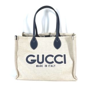 グッチ(Gucci)のグッチ GUCCI ロゴ プリント 772176 日本限定 JAPAN ショルダーバッグ 肩掛け トートバッグ キャンバス/レザー ベージュ系×ブラック 新品同様(トートバッグ)