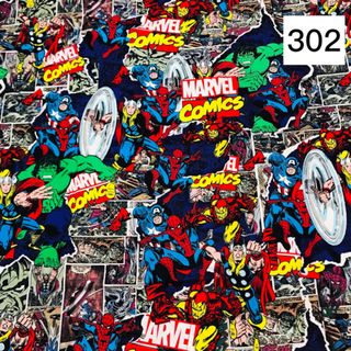 マーベル大集合 スパイダーマン アイアンマン ハルク シーチング生地 302(生地/糸)