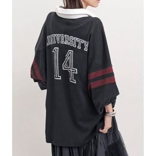 アパルトモンドゥーズィエムクラス(L'Appartement DEUXIEME CLASSE)の新品＊L'Appartement レミレリーフ テンジクフットボールSHIRT(カットソー(長袖/七分))