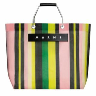 マルニ(Marni)の新作MARNI オリーブグリーン　ストライプバッグ　 マルニフラワーカフェ(トートバッグ)