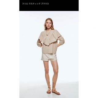 ザラ(ZARA)のZARA ザラ フリル ラスティックブラウス(シャツ/ブラウス(長袖/七分))