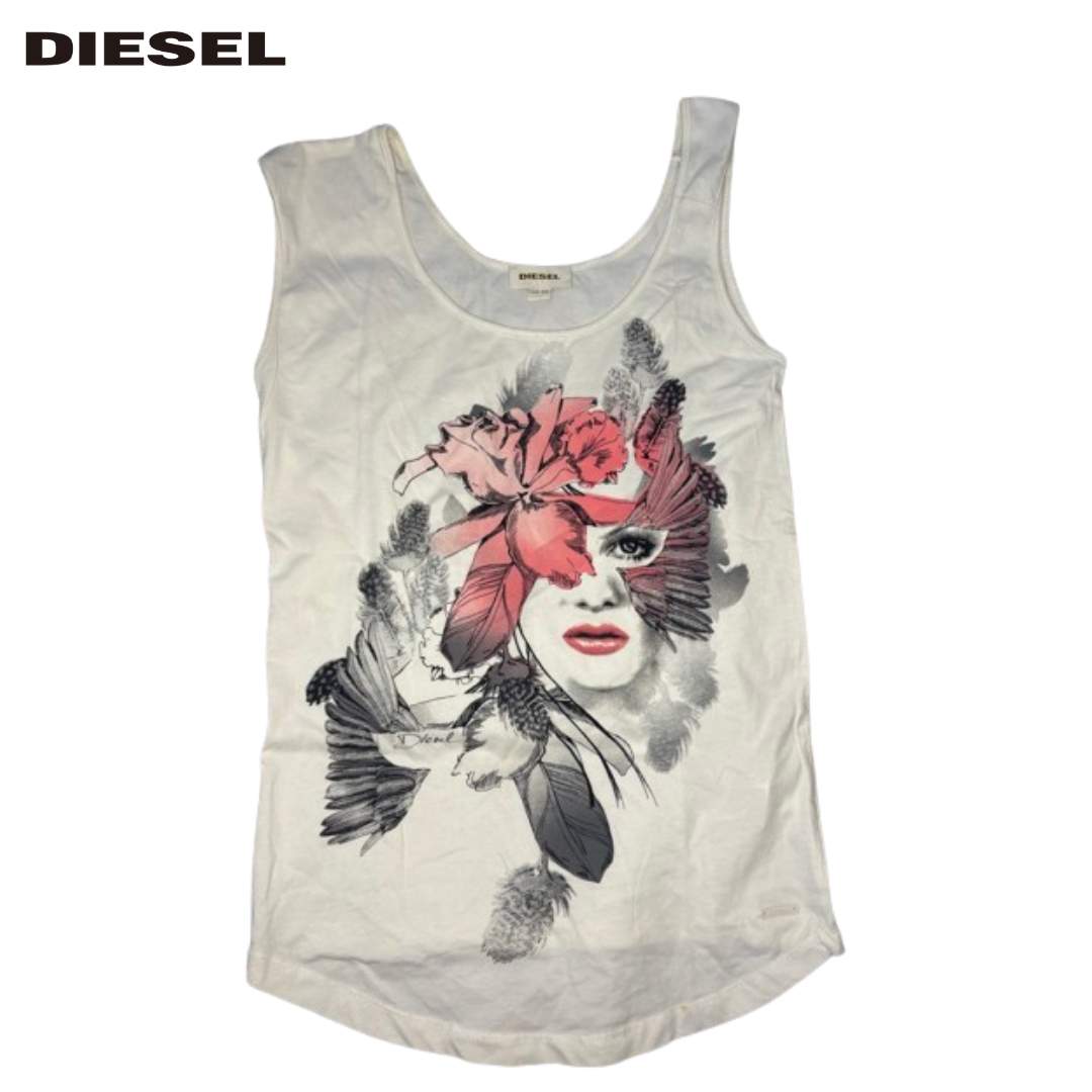 DIESEL(ディーゼル)の最終値下 DIESEL ディーゼル レディース タンクトップ 古着 美品 アシメ レディースのトップス(タンクトップ)の商品写真