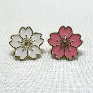 【ピンバッジ】桜 さくら 和風 ピンク 白 2個セット(バッジ/ピンバッジ)