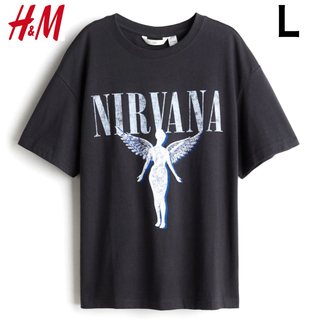 エイチアンドエム(H&M)の新品 H&M × NIRVANA 天使ロゴ Tシャツ L(Tシャツ(半袖/袖なし))