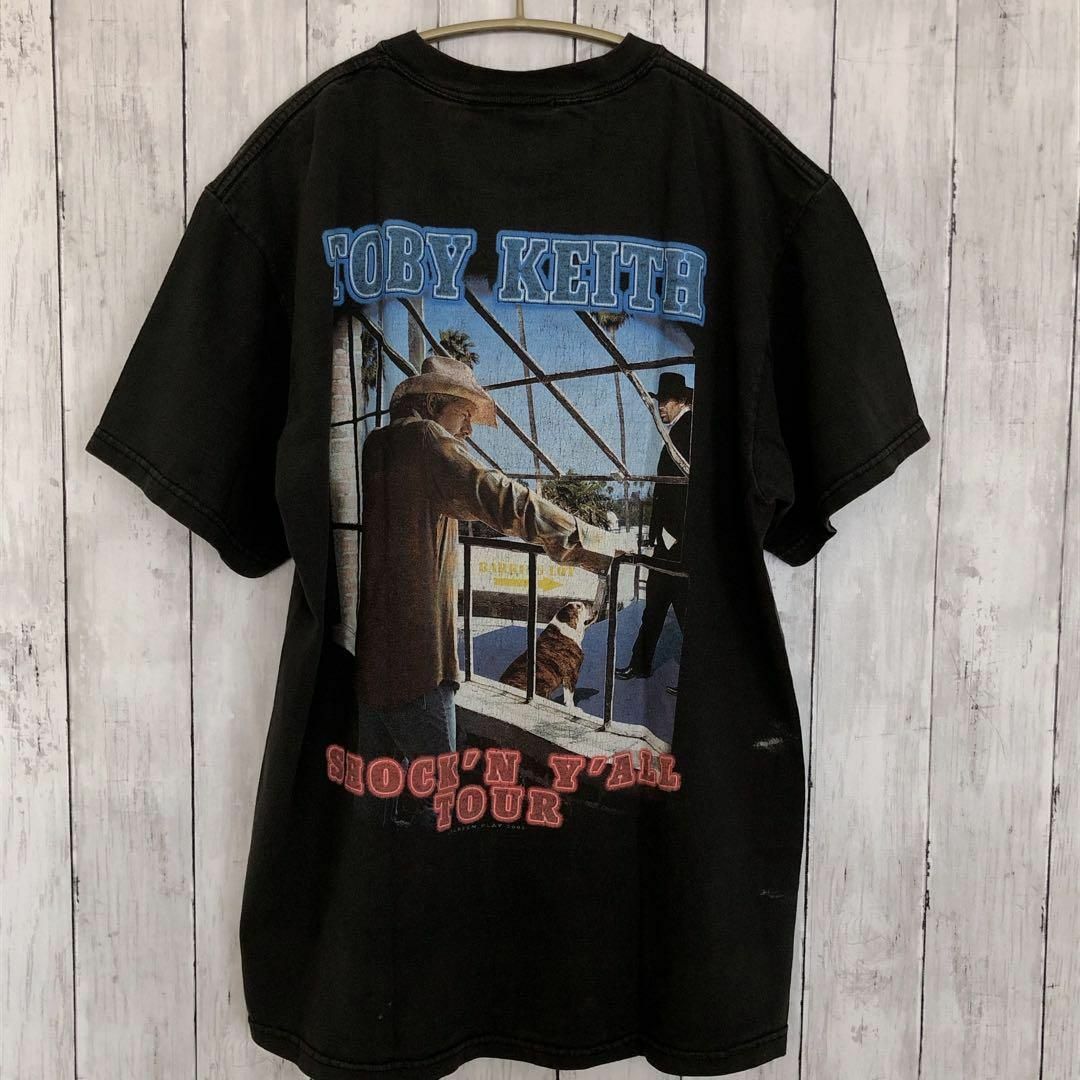 MUSIC TEE(ミュージックティー)のバンドＴシャツ　黒ブラック　サイズＭ　半袖Ｔシャツ　トビーキース　メンズ　古着 メンズのトップス(Tシャツ/カットソー(半袖/袖なし))の商品写真