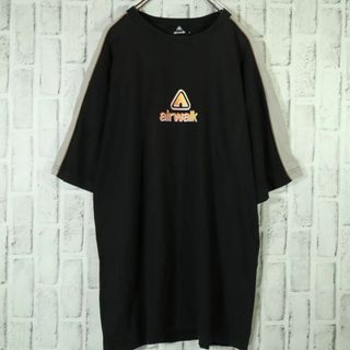 AIRWALK - 【レトロ古着】半袖Tシャツ デカロゴ サイドライン バイカラー ブラック 2L