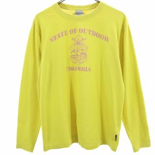 コロンビア(Columbia)のコロンビア アウトドア プリント 長袖 Tシャツ M イエロー系 Columbia ロンT メンズ 古着 【240424】(Tシャツ/カットソー(七分/長袖))