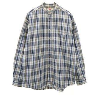 リーバイス(Levi's)のリーバイス チェック柄 長袖 バンドカラーシャツ ベージュ 他 Levi's メンズ 古着 【240424】(シャツ)