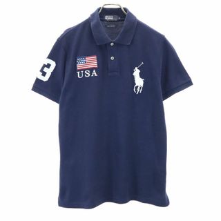 ポロ ビックポニー 半袖 ポロシャツ L ネイピー POLO 鹿の子地 メンズ 古着 【240424】 メール便可(ポロシャツ)