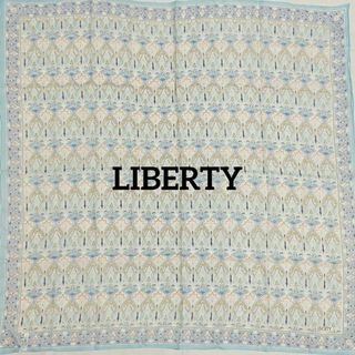 リバティ(LIBERTY.)の極美品 ★LIBERTY★ スカーフ 大判 シフォン シルク サックスブルー(バンダナ/スカーフ)