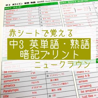 中3英語　英単語・熟語 暗記プリント（ニュークラウン）★定期テスト・受験対策(語学/参考書)