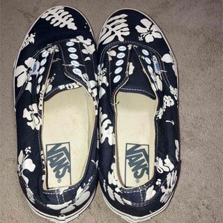 VANS スニーカー　紺×ハワイアンハイビスカス柄　バンズ　8.5 ユニセックス(スニーカー)