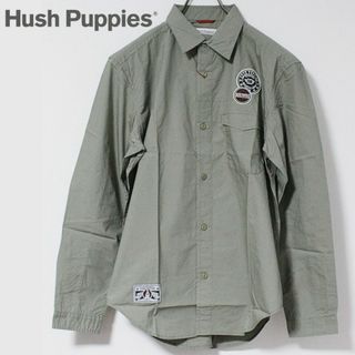 ハッシュパピー(Hush Puppies)の新品 ハッシュパピー ワッペンアクセント ロゴタグ ミリタリーシャツ L カーキ(シャツ)