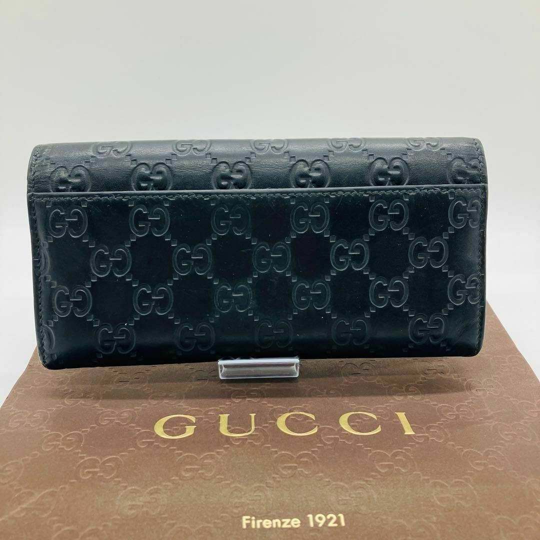 Gucci(グッチ)のGUCCI 長財布　二つ折り　ウォレット　グッチシマ　GGロゴ オールレザー　黒 メンズのファッション小物(長財布)の商品写真