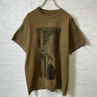 ミュージックティー(MUSIC TEE)のバンドＴシャツ　ジミヘン　ジミヘンドリクス　茶色系　サイズＬ　メンズ　古着(Tシャツ/カットソー(半袖/袖なし))