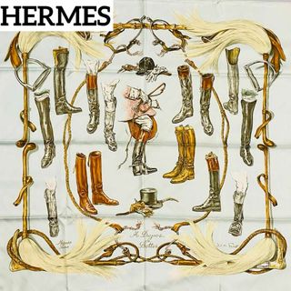 エルメス(Hermes)の★HERMES★ スカーフ カレ 大判 ブーツについて シルク サックスブルー(バンダナ/スカーフ)