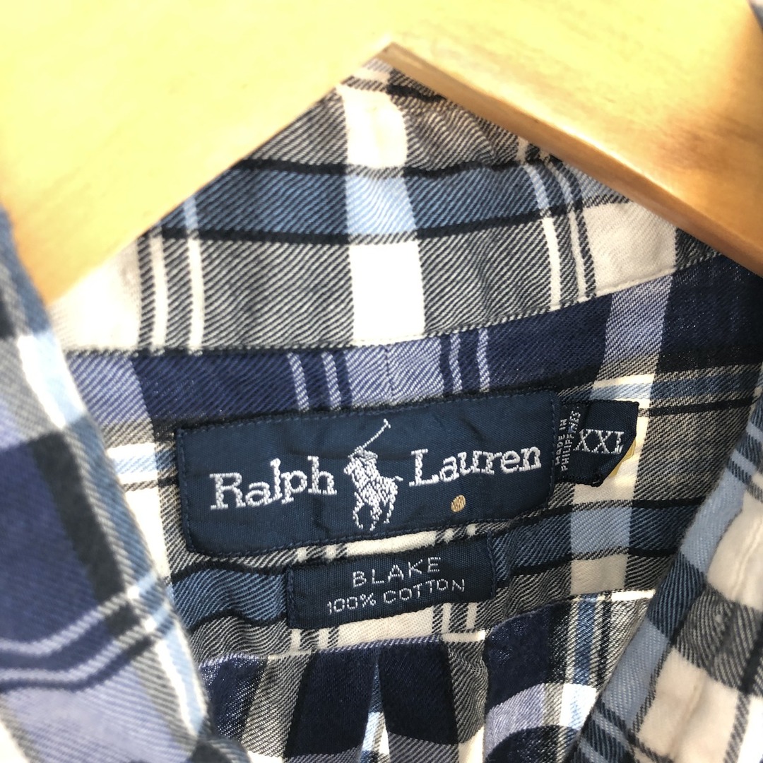 Ralph Lauren(ラルフローレン)の古着 ラルフローレン Ralph Lauren BLAKE 長袖 ボタンダウン ライトネルチェックシャツ メンズXXL /eaa445088 メンズのトップス(シャツ)の商品写真